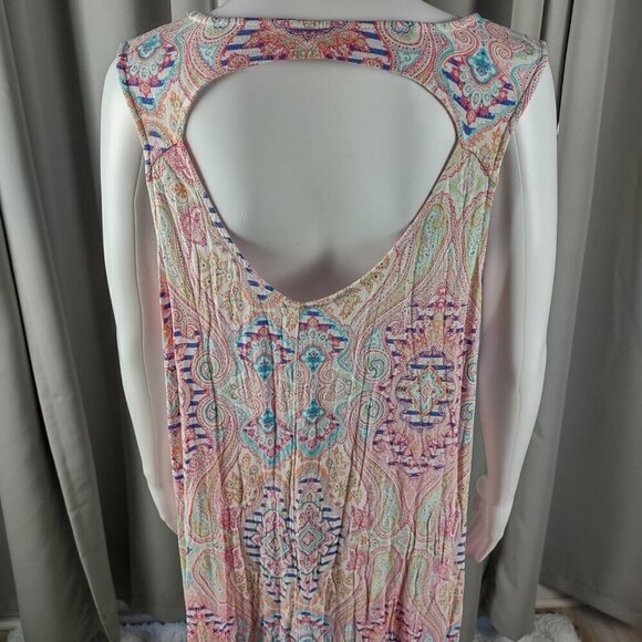 Ellen Tracy Women's Open Back Lightweight Multicolor Sleeveless Midi Dress XL - Picture 5 of 12